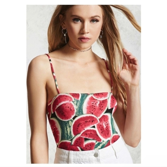 Forever 21 Tops - Forever 21 Watermelon Print Bodysuit - Size L